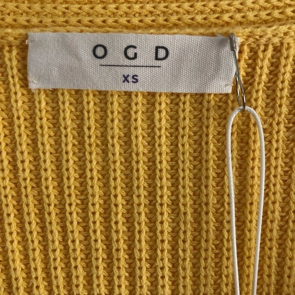 One Grey Day Sweater Rib Knit V-neck Canary Marigold Yellow Size XS - Picture 4 of 6